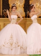 Puffy  White Strapless Quinceanera Dresses with Appliques
