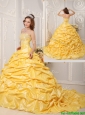 Elegant Ball Gown Court Train Appliques and Beading Sweet 16 Dresses