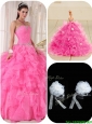 Exquisite Ball Gown Hot Pink Sweet 16 Dresses  with Beading