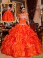 Latest Appliques and Beading Sweet 16 Dresses  in Orange