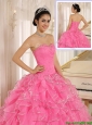 Latest Ruffles and Beading Rose Pink Sweet 16 Dresses