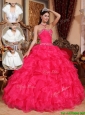 New Style Beading Sweetheart Sweet 16 Dresses  in Coral Red
