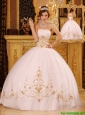 New Style White Ball Gown Strapless Floor Length Sweet 16 Dresses
