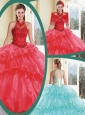 Cheap Appliques and Ruffles Quinceanera Gowns with Halter Top