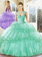 Popular Turquoise Sweetheart Quinceanera Dresses with Beading
