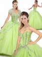 2016 Spring Beautiful Sweetheart Beading Quinceanera Dresses in Yellow Green