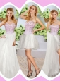 2016 Wonderful High Slit Beading Detachable Sweet 16 Dresses in White