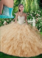 2015 Fashionable Sweetheart Beading Quinceanera Gowns in Champagne