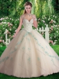 2016 Elegant Sleeveless Beading and Appliques Sweet 16 Dresses in Champange
