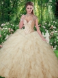 2016 Exquisite Quinceanera Gowns with Beading and Ruffles in Champange