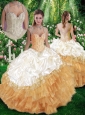 2016 Pretty Ball Gown Beading Champange Quinceanera Dresses