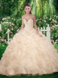 Beautiful Champange Quinceanera Dresses with Beading and Appliques