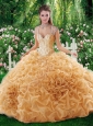 Luxurious Ball Gown Straps Court Train 2016 Quinceanera Dresses with Beading