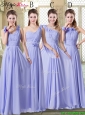 Pretty Empire Floor Length Elegant Bridesmaid Dresses in Lavender