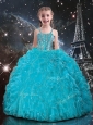 2016 Straps Little Girl Pageant Dresses with Beading and Ruffles in Baby Blue