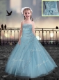 Lovely Beading New Style Little Girl Pageant Dresses  in Light Blue