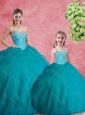 2016 Sweet Ball Gowns Teal Princesita with Quinceanera Dresses with Beading and Ruffles