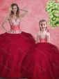Hot Sale Wine Red Princesita with Quinceanera Dresses with Beading and Ruffles
