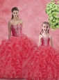 Wonderful Ball Gown Sweetheart BeadingPrincesita with Quinceanera Dresses in Coral Red