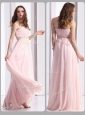 Simple Strapless Beading Long Bridesmaid Dresses in Baby Pink