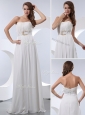 Discount Empire Strapless Beading Celebrity Dresses in White