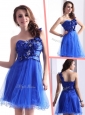 Exquisite One Shoulder Cocktail Dresses with Beading and Hand Made Flowers