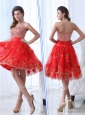 Gorgeous Sweetheart Red Celebrity Dresses with Beading and Appliques