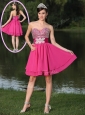 Inexpensive Short Sweetheart Beading Cocktail Dresses in Hot Pink