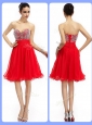 Lovely Short Sweetheart Beading Celebrity Dresses in Red