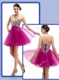 Perfect Sweetheart Fuchsia Short Cocktail Dresses with Beading
