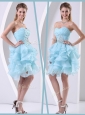 Pretty Mini Length Sweetheart Prom Dress with Beading and Ruffles