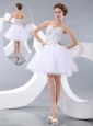 Fashionable White Short Prom Dresses with Beading for Cocktail