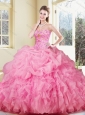 Lovely Ball Gown Rose Pink Quinceanera Dresses with Ruffles and Pick Ups