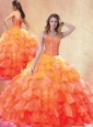 2016 Cute Ball Gown Quinceanera Dresses with Beading and Ruffles