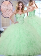 Clearance  Ball Gown Apple Green Sweet 16 Quinceanera Dresses with Beading and Ruffles