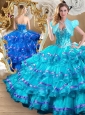 2016 Clearance Ball Gown Sweet 16 Quinceanera Dresses with Ruffled Layers