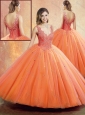 Clearance Straps Orange Sweet 16 Quinceanera Dresses with Beading and Appliques
