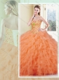 Discount Ball Gown Orange Red Quinceanera Dresses with Ruffles