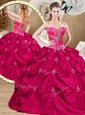 Discount Hot Pink Sweet 16 Quinceanera Dresses with Appliques and Pick Ups