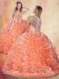 Discount Straps Brush Train Quinceanera Dresses with Ruffles and Appliques