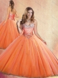 Discount Sweetheart Orange Red Quinceanera Dresses with Beading 2016