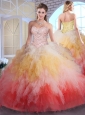 2016 Unique  Ball Gown Sweet 16 Quinceanera Dresses in Multi Color with Beading and Ruffles