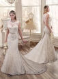 2016 Pretty Mermaid Bateau Wedding Dresses with Beading and Lace