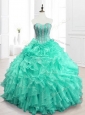 Best Selling Beading and Ruffles Sweet 16 Dresses in Apple Green
