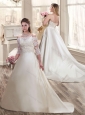 Exclusive A Line Off the Shoulder Wedding Dresses with Half Sleeves