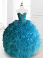 Latest Beading and Ruffles Sweetheart Quinceanera Dresses in Blue