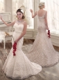 Lovely Mermaid Scoop Beading and Lace Wedding Dress 2016