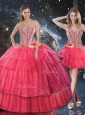 Lovely Sweetheart Detachable Quinceanera Dresses with Beading for Fall
