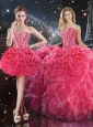 Luxurious Sweetheart Detachable Quinceanera Dresses with Beading for Fall