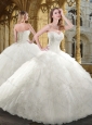 Luxurious Sweetheart White Wedding Gowns with Beading and Ruffles 2016